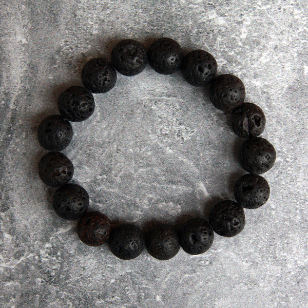 12mm Lava Bead Stretch Bracelet - Essential Oil Diffuser