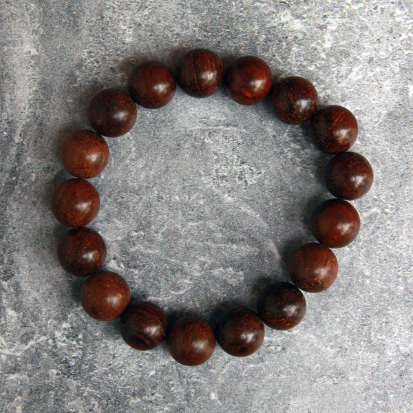 12mm Purple Rosewood Bead Stretch Bracelet