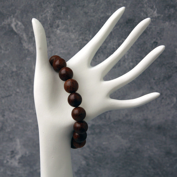 12mm Purple Rosewood Bead Stretch Bracelet