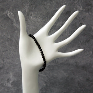 4mm Black Obsidian Bead Stretch Bracelet