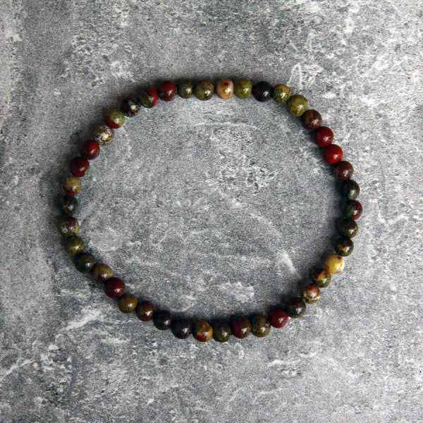 4mm Dragon Blood Jasper Bead Stretch Bracelet