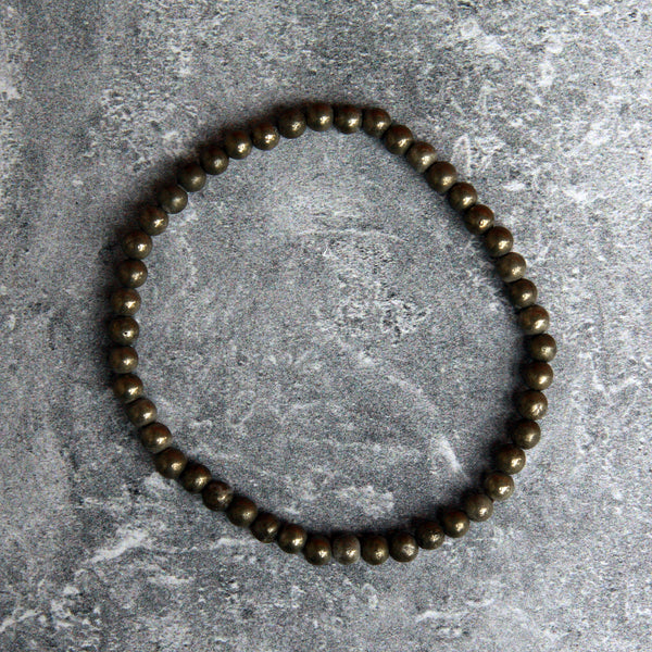 4mm Pyrite Bead Stretch Bracelet