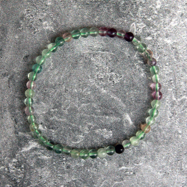 4mm Rainbow Fluorite Bead Stretch Bracelet