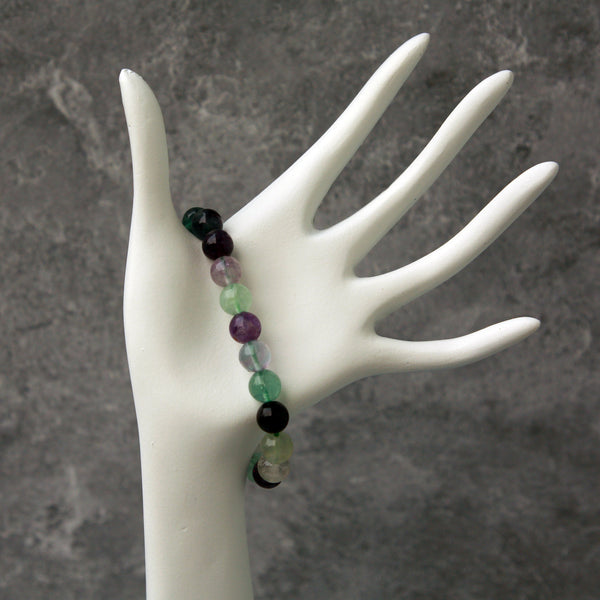 8mm Rainbow Fluorite Bead Stretch Bracelet