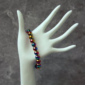 8mm Rainbow Hematite Bead Stretch Bracelet